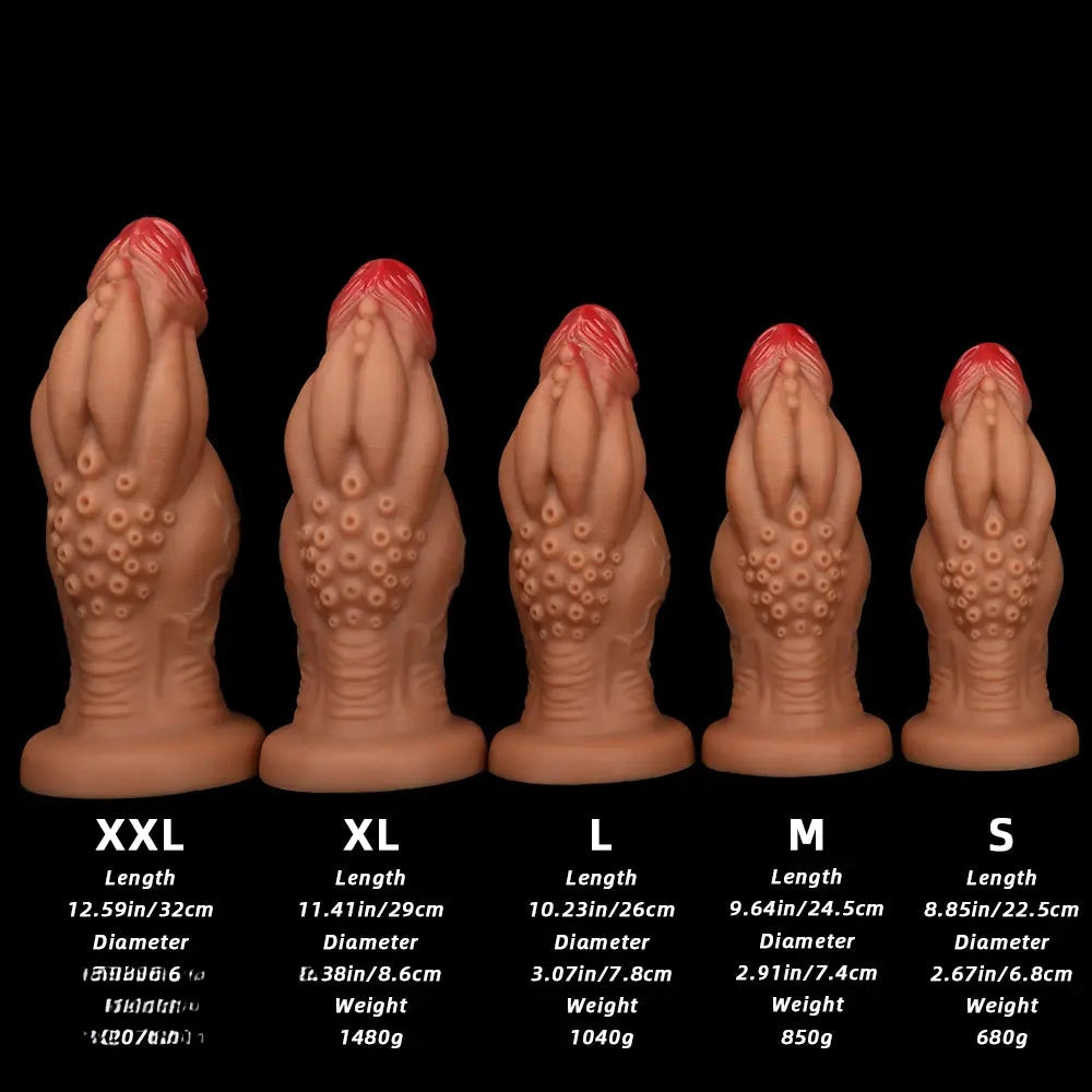 8.85in 9.64in 10.23in 11.41in 12.59in Odd-shaped Large Silicone Penis Dildo