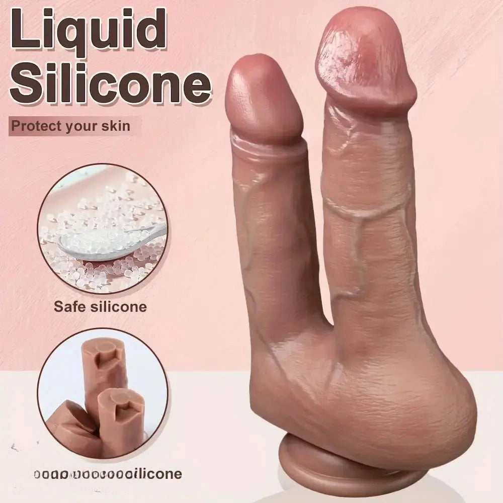 8.85in 9.84in Dual-Headed Soft Double-Layered Silicone Vaginal Anal Toy