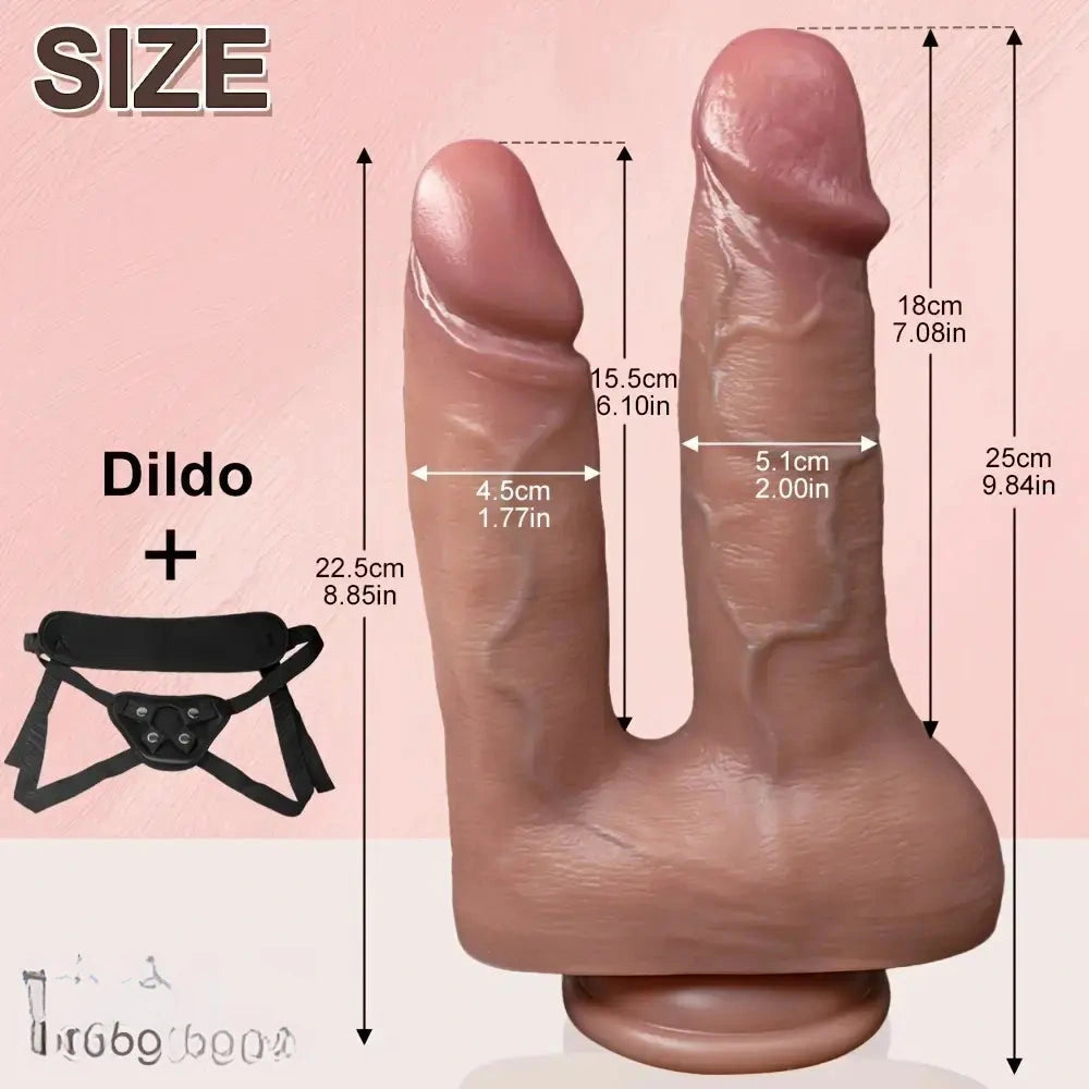 8.85in 9.84in Dual-Headed Soft Double-Layered Silicone Vaginal Anal Toy