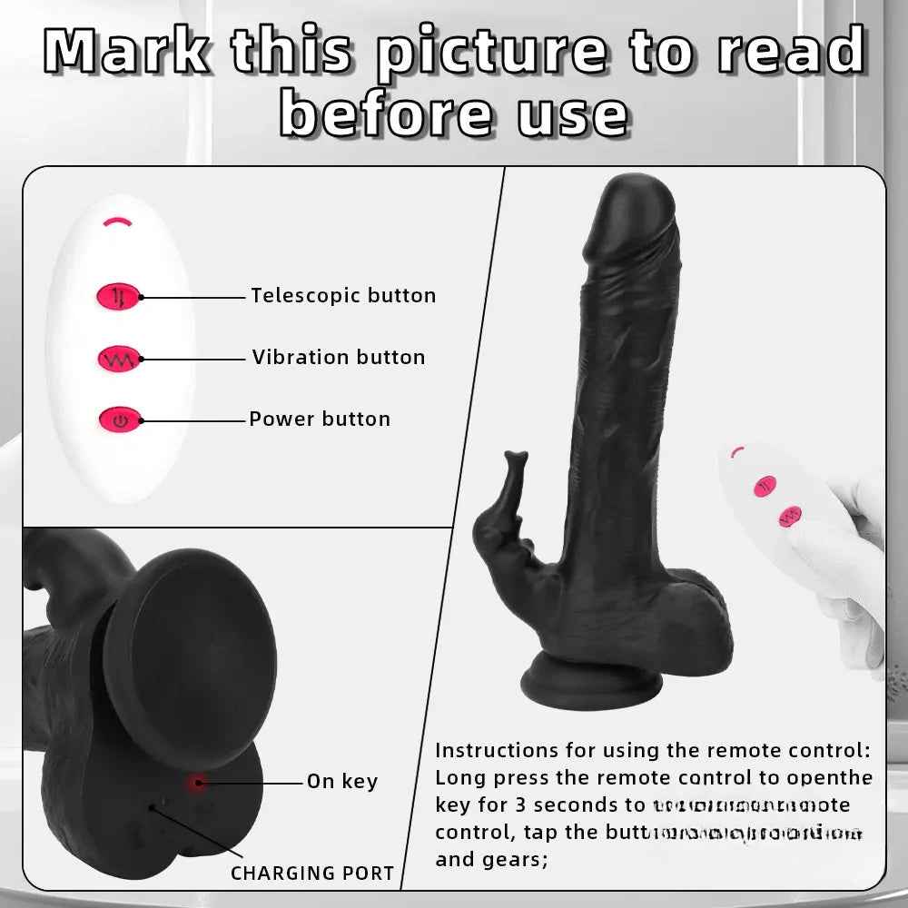 8.85in Elephant 3in1 Heating Thrusting Vibrating Remote Dildo Sex Toy