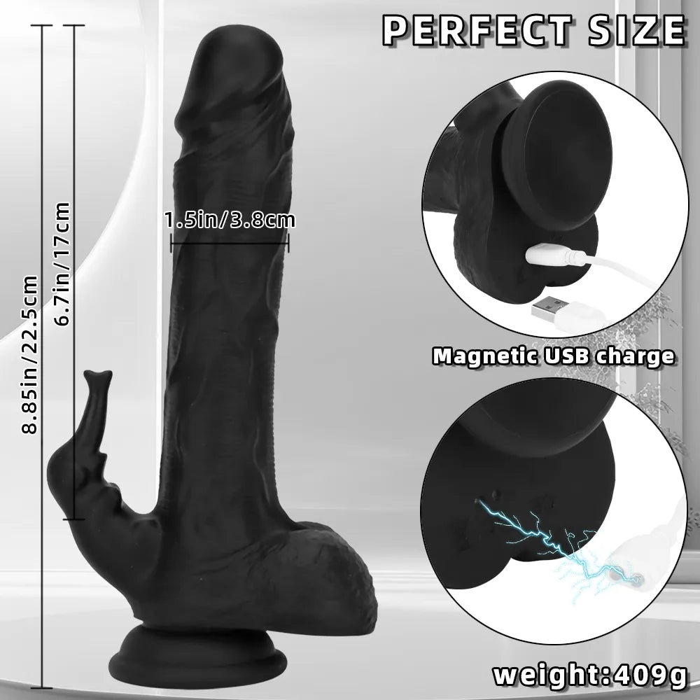 8.85in Elephant 3in1 Heating Thrusting Vibrating Remote Dildo Sex Toy