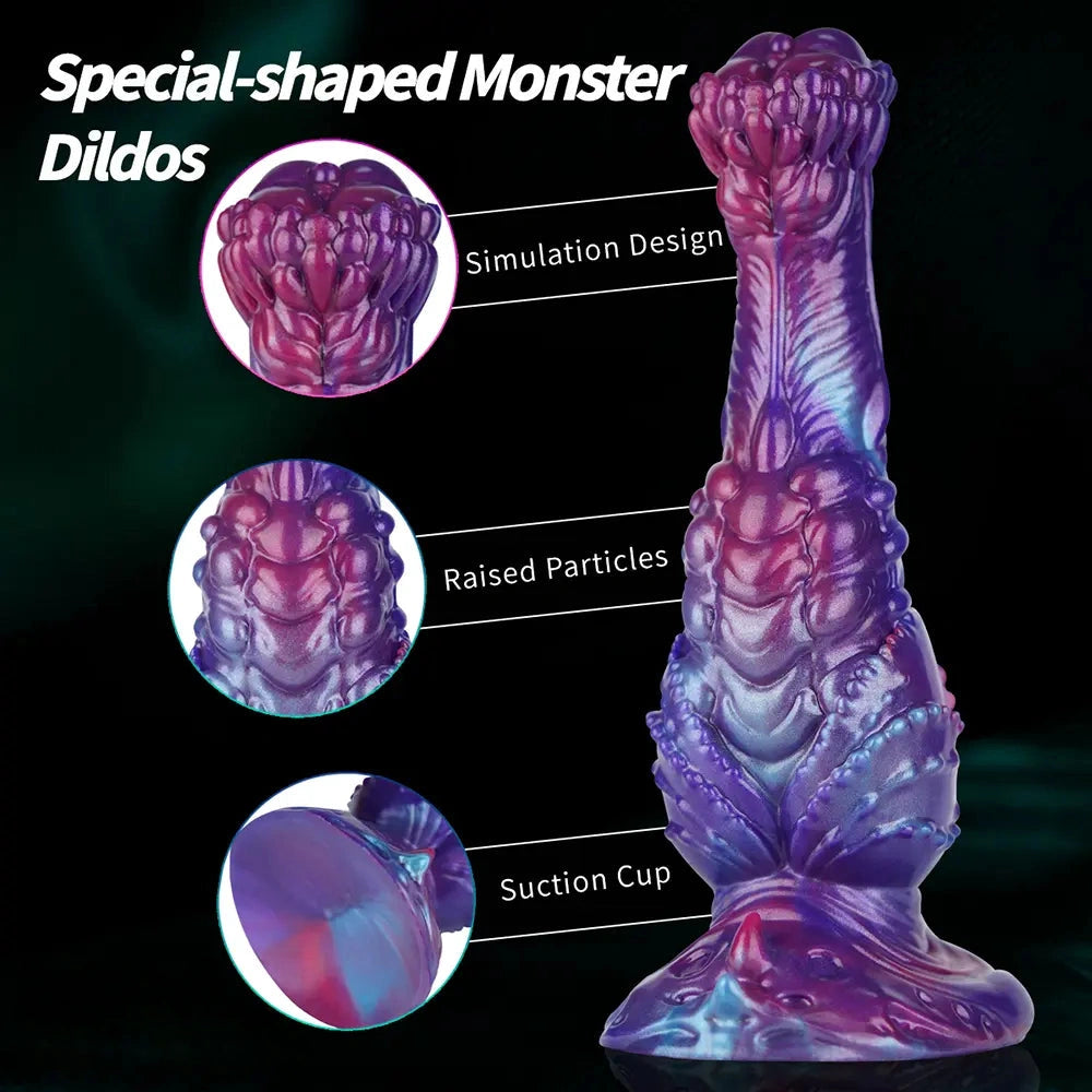 8.85in Fantasy Monster Hierarchical Design Silicone Big Dildo For Women