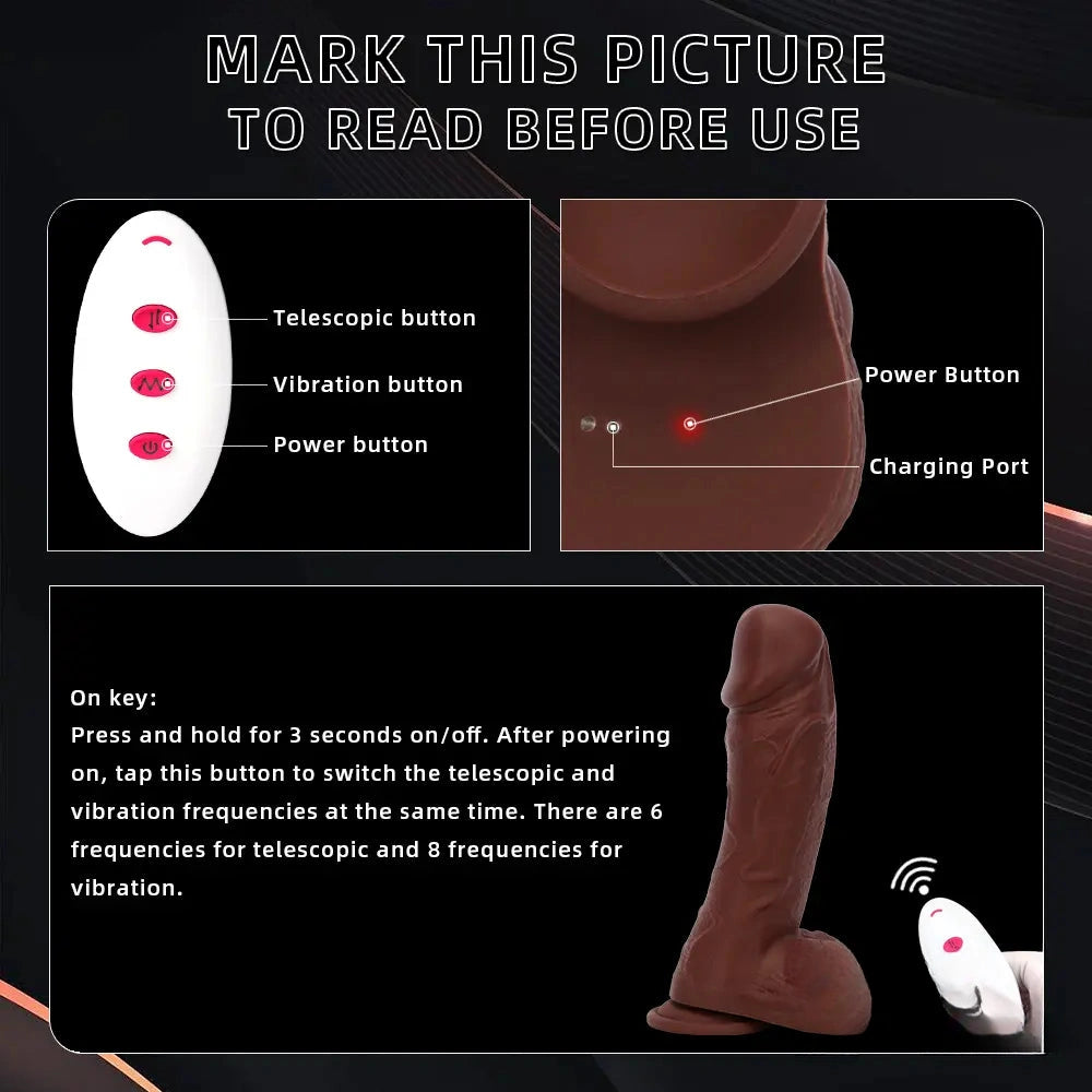 8.85in Intelligent Heating Thrusting Vibrating Automatic Remote Dildo