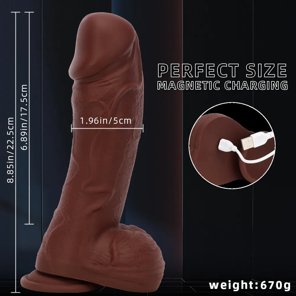 8.85in Intelligent Heating Thrusting Vibrating Automatic Remote Dildo
