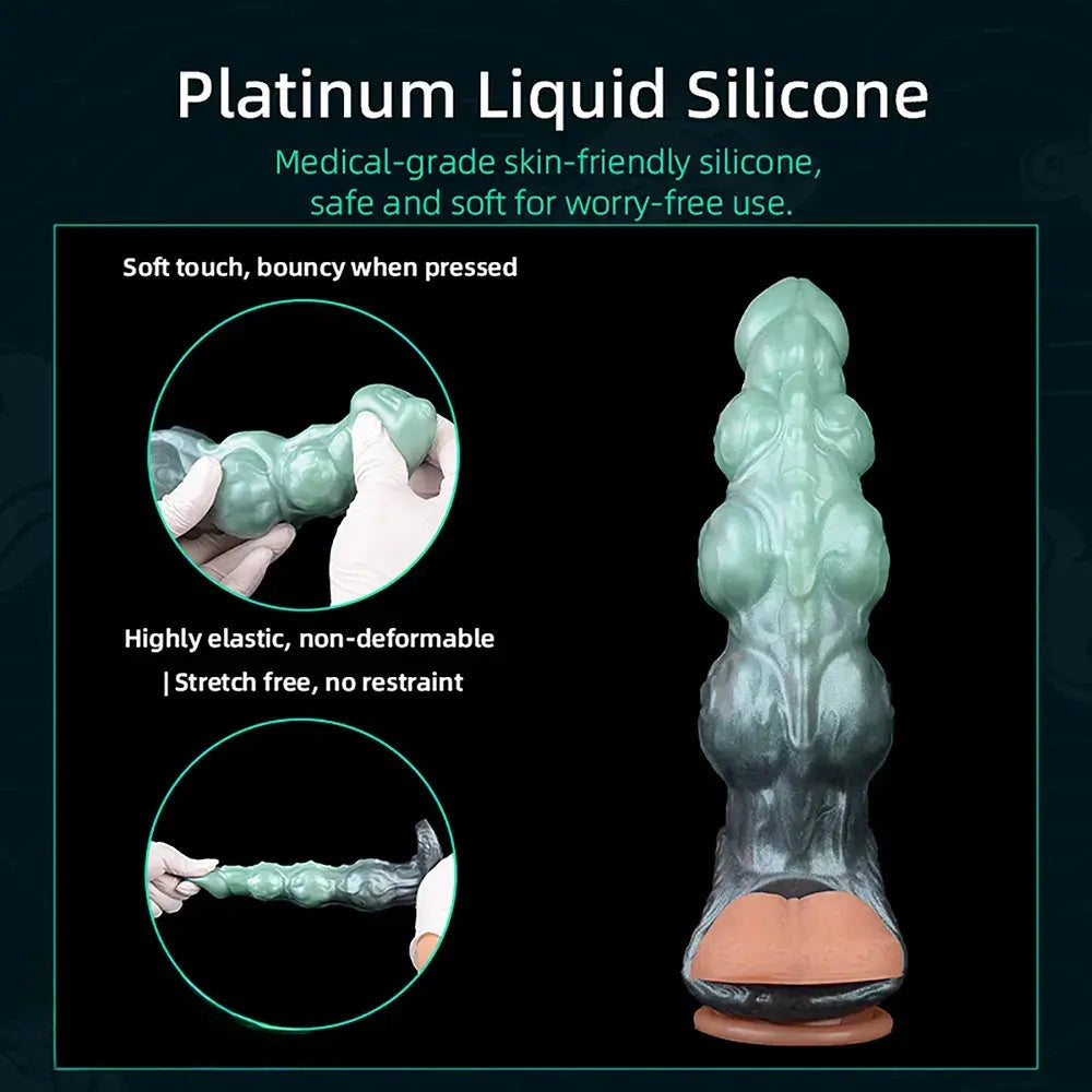 8.85in Platinum Silicone Fantasy Penis Sleeve Dildo For Thickening Cock Toy