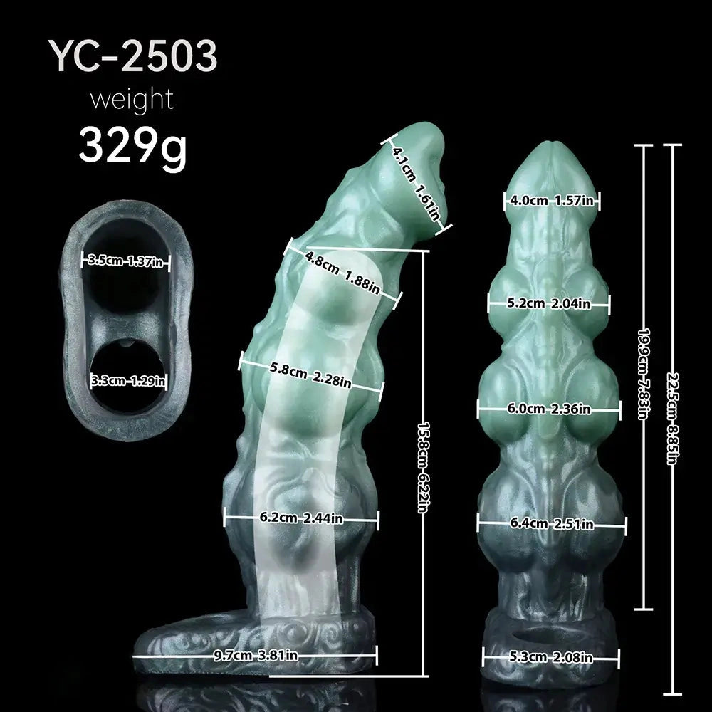 8.85in Platinum Silicone Fantasy Penis Sleeve Dildo For Thickening Cock Toy