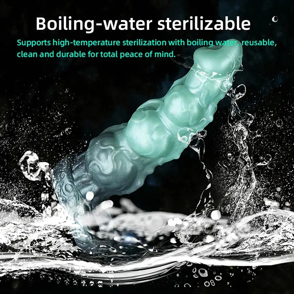8.85in Platinum Silicone Fantasy Penis Sleeve Dildo For Thickening Cock Toy