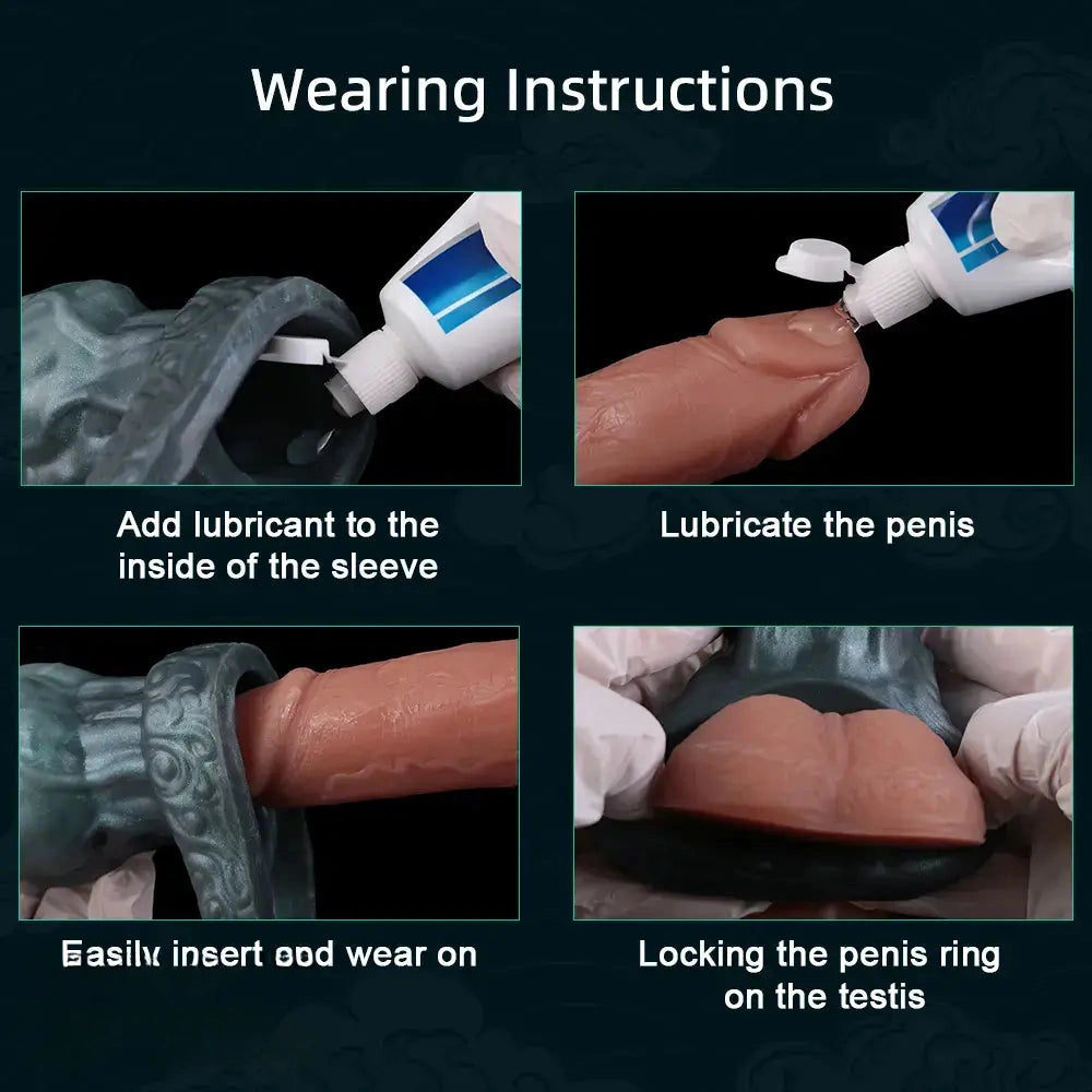 8.85in Platinum Silicone Fantasy Penis Sleeve Dildo For Thickening Cock Toy