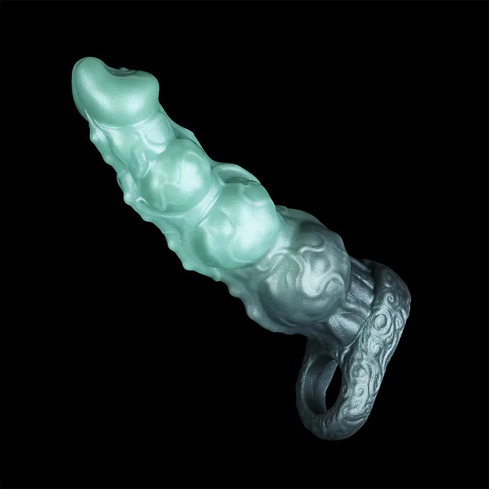8.85in Platinum Silicone Fantasy Penis Sleeve Dildo For Thickening Cock Toy