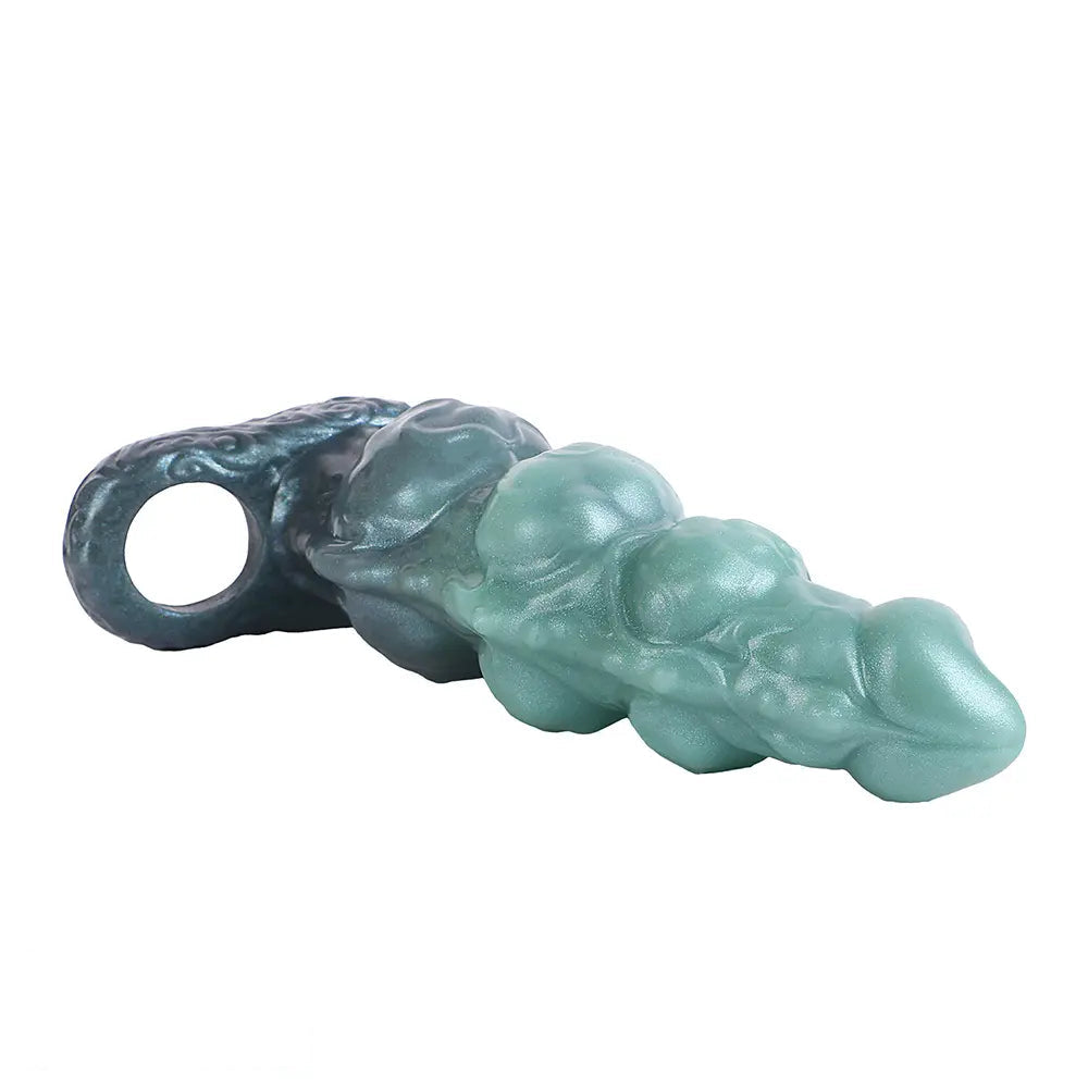 8.85in Platinum Silicone Fantasy Penis Sleeve Dildo For Thickening Cock Toy