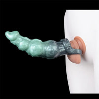 8.85in Platinum Silicone Fantasy Penis Sleeve Dildo For Thickening Cock Toy