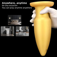 8.85in Premium Gold Soft Liquid Silicone Big Butt Plug Dildo Sex Toy