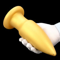 8.85in Premium Gold Soft Liquid Silicone Big Butt Plug Dildo Sex Toy