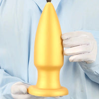 8.85in Premium Gold Soft Liquid Silicone Big Butt Plug Dildo Sex Toy