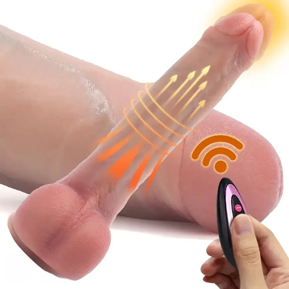 8.85in Realistic Expandable Heated Silicone Tongue Female Dildo