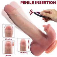 8.85in Realistic Expandable Heated Silicone Tongue Female Dildo