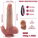 8.85in Realistic Expandable Heated Silicone Tongue Female Dildo