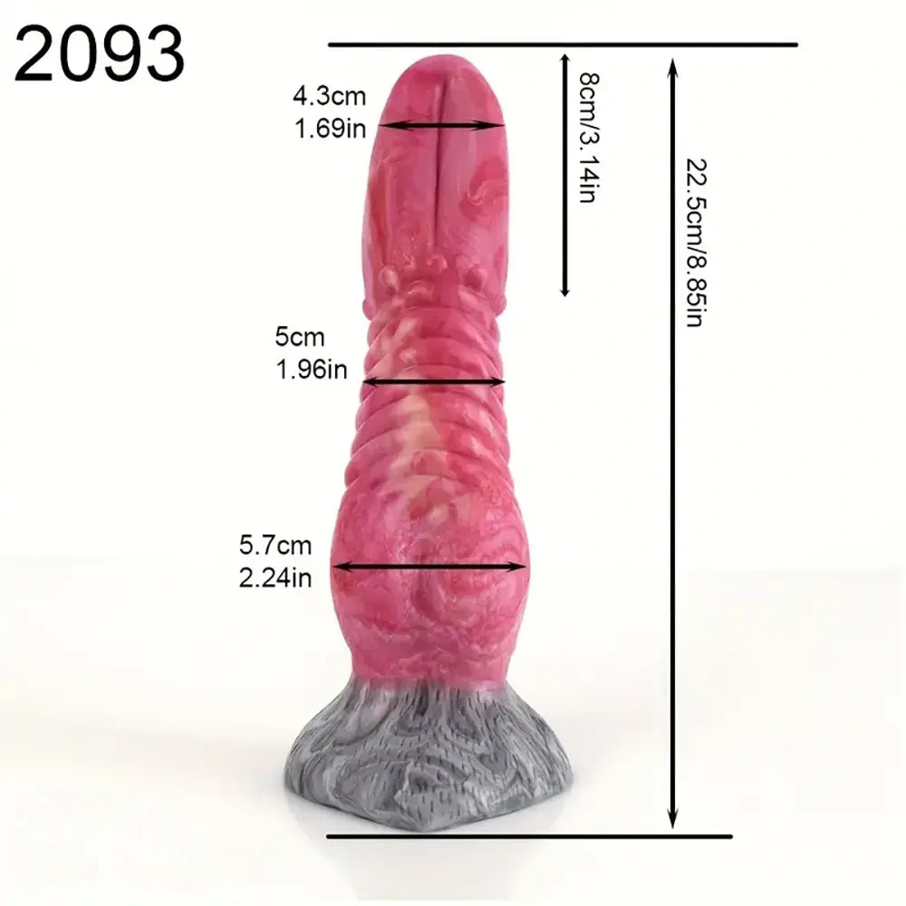 8.85in Realistic Tongue Knot Silicone Fantasy Odd Big Dildo Sex Toy