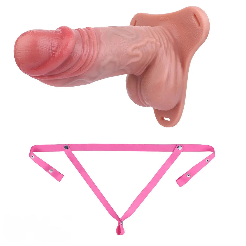 8.85in Strap on Hollow Lifelike Silicone Cock Cage Dildo For Chastity Cock