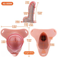 8.85in Strap on Hollow Lifelike Silicone Cock Cage Dildo For Chastity Cock