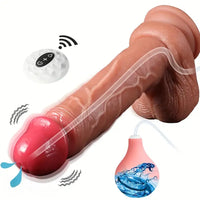 8.85in Wireless Remote Control Vibrating Heating Ejaculating Real Dildo