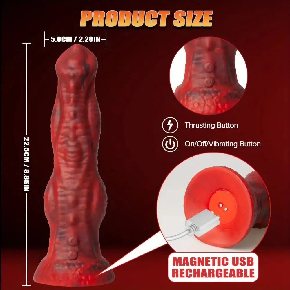 8.86in Big Monster Dildo Vibrating Thrusting Muscle Design Silicone Soft Dildo