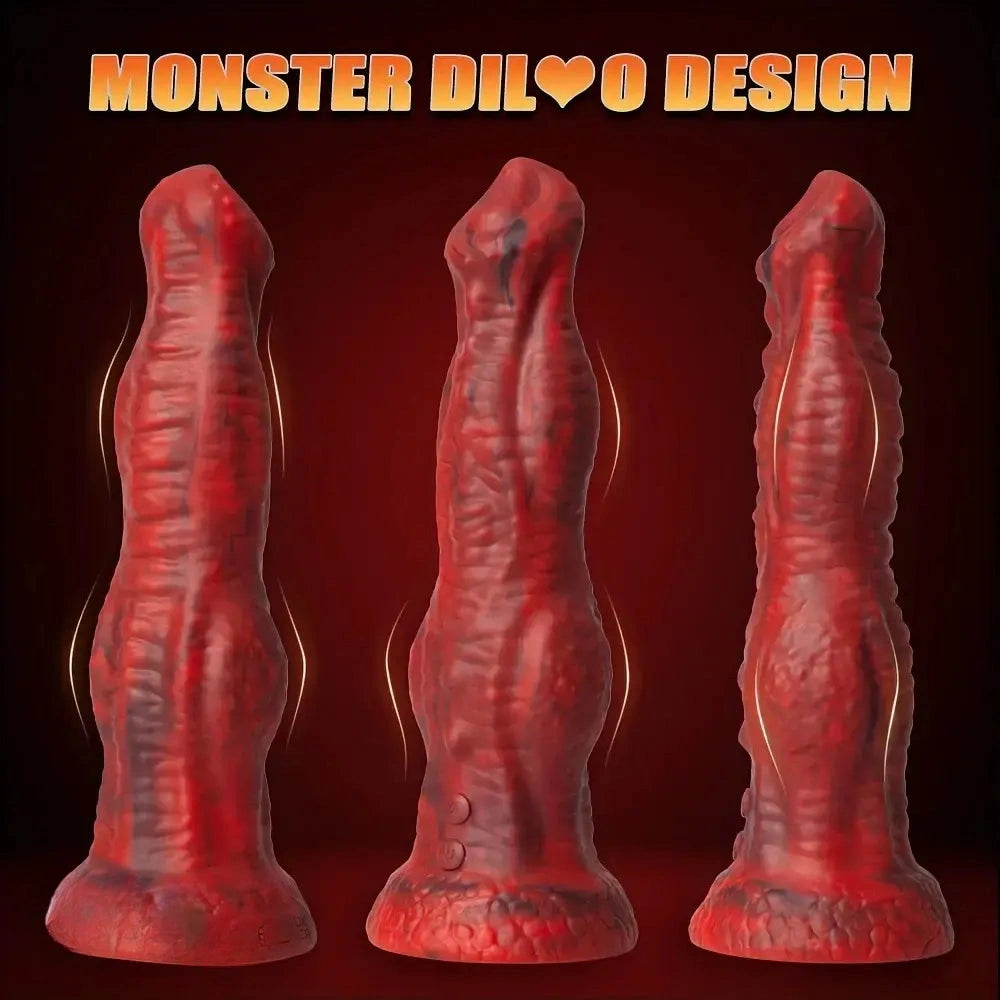 8.86in Big Monster Dildo Vibrating Thrusting Muscle Design Silicone Soft Dildo