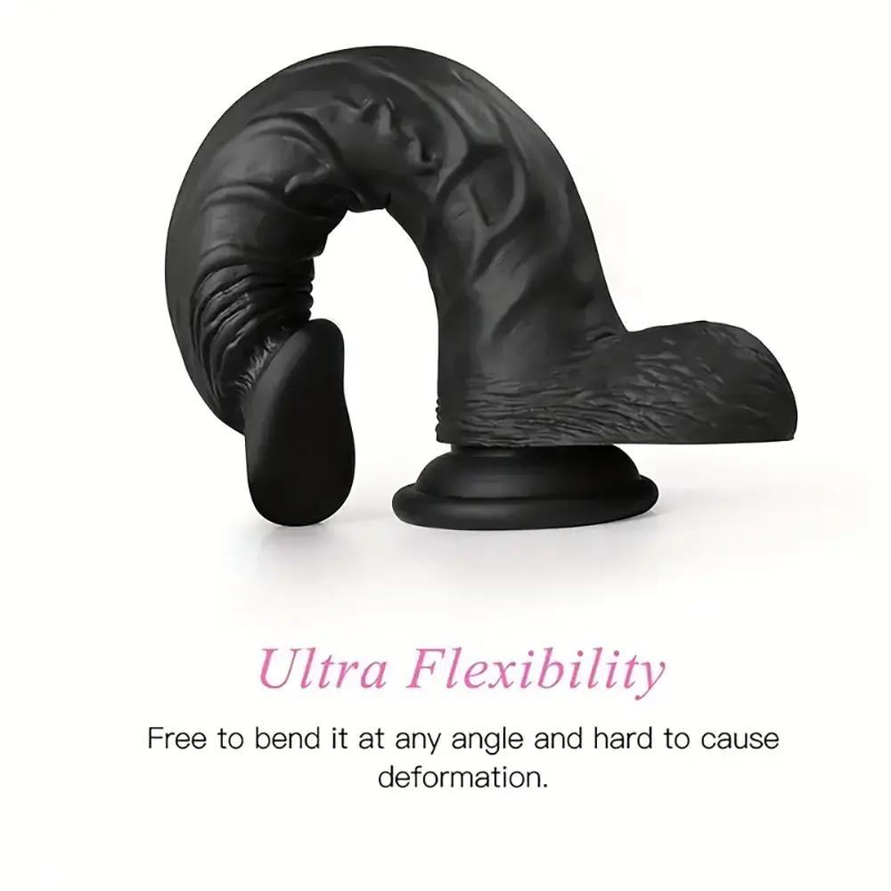 8.86in Black G-Spot Realistic Suction Cup Curved Prostate Dildo