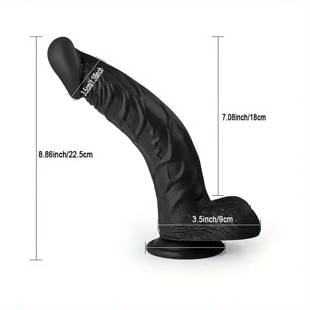 8.86in Black G-Spot Realistic Suction Cup Curved Prostate Dildo