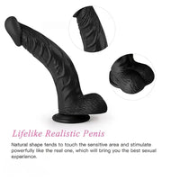 8.86in Black G-Spot Realistic Suction Cup Curved Prostate Dildo