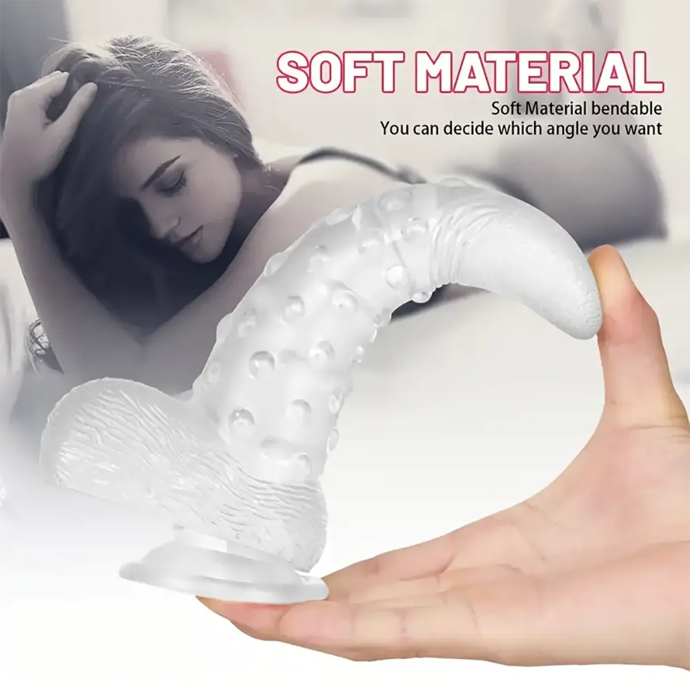 8.86in Clear Green Octopus Tentacle Spiked Big Dildo For Women Men