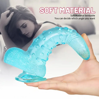8.86in Clear Green Octopus Tentacle Spiked Big Dildo For Women Men