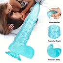 8.86in Clear Green Octopus Tentacle Spiked Big Dildo For Women Men