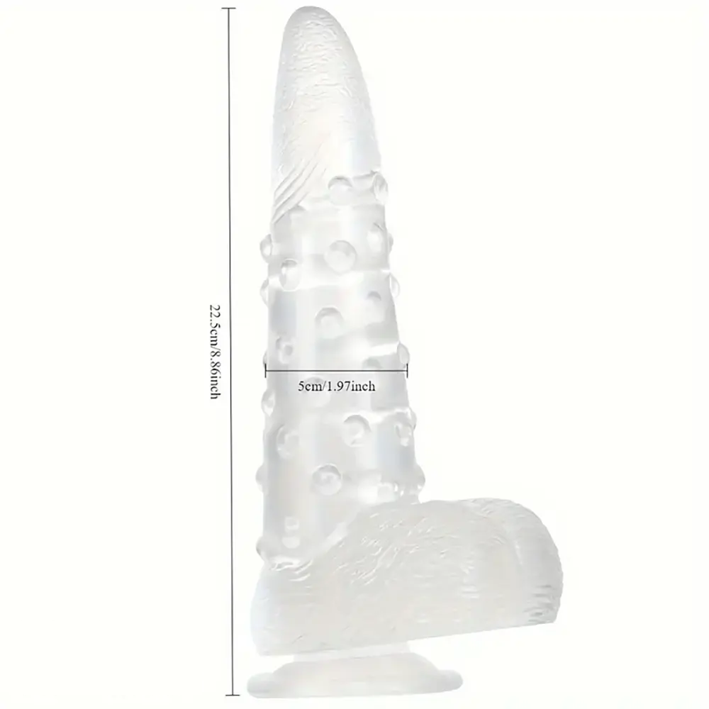 8.86in Clear Green Octopus Tentacle Spiked Big Dildo For Women Men