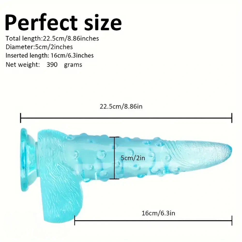 8.86in Clear Green Octopus Tentacle Spiked Big Dildo For Women Men