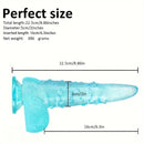8.86in Clear Green Octopus Tentacle Spiked Big Dildo For Women Men