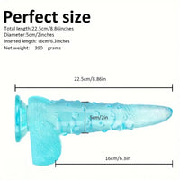 8.86in Clear Green Octopus Tentacle Spiked Big Dildo For Women Men
