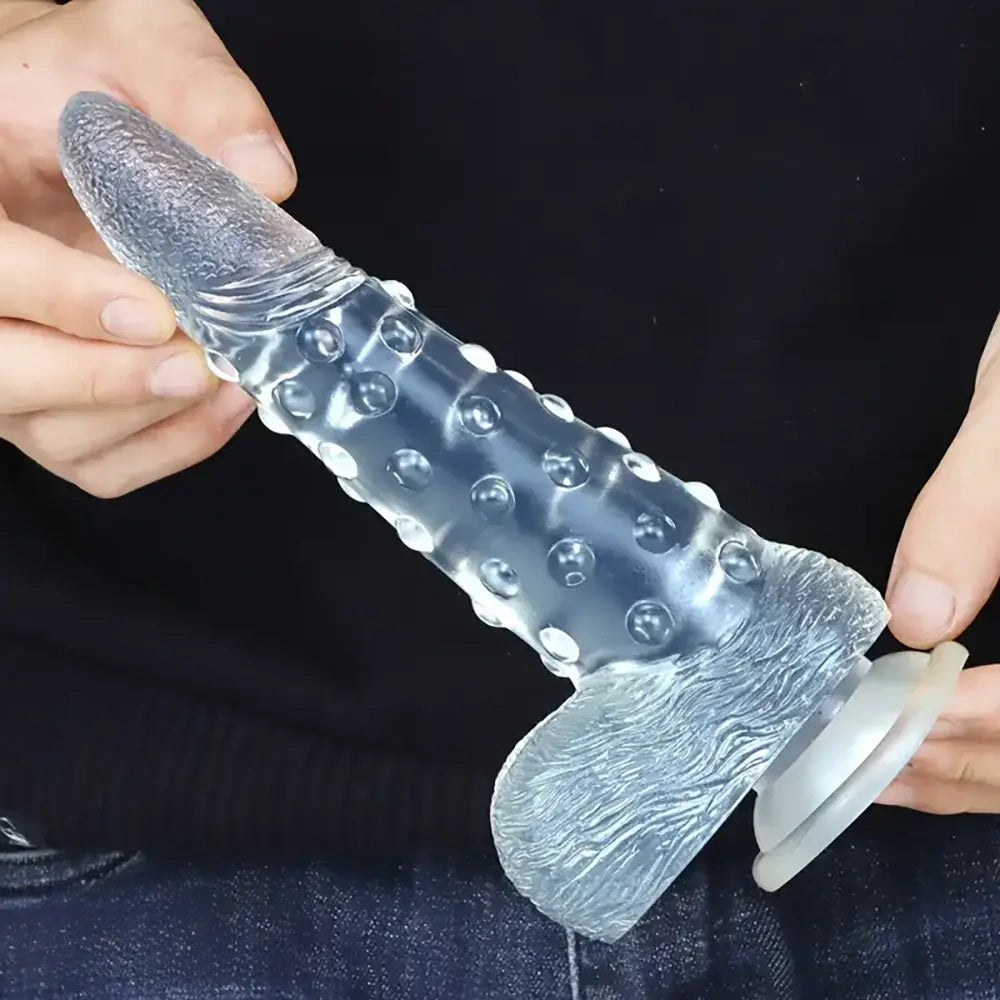 8.86in Clear Green Octopus Tentacle Spiked Big Dildo For Women Men