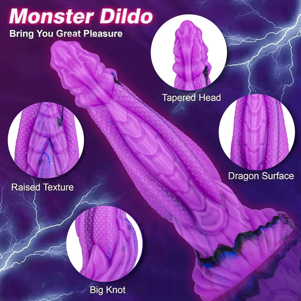 8.86in Dragon Creature Big Cock Silicone Dildo Pleasure Cock Device