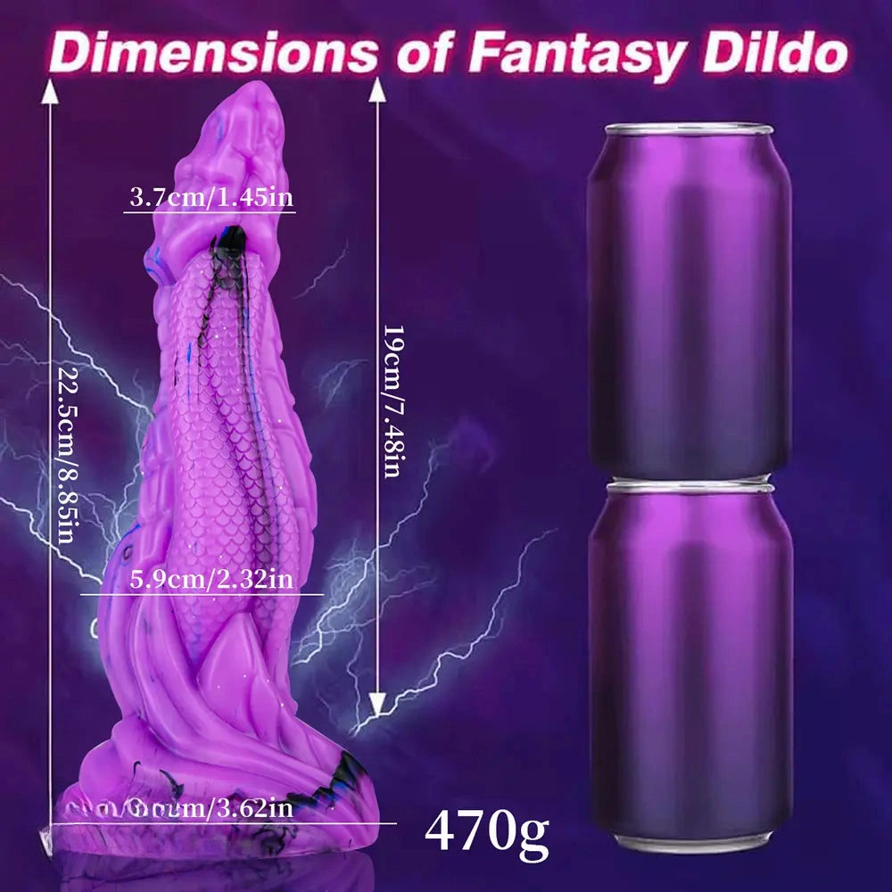 8.86in Dragon Creature Big Cock Silicone Dildo Pleasure Cock Device
