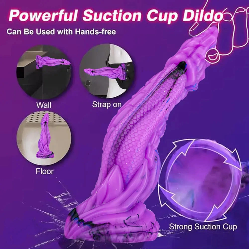 8.86in Dragon Creature Big Cock Silicone Dildo Pleasure Cock Device