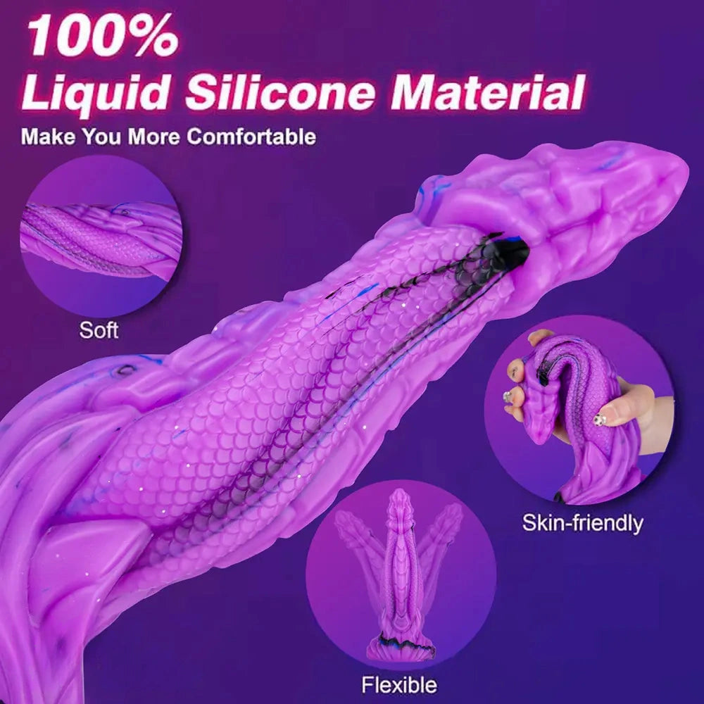 8.86in Dragon Creature Big Cock Silicone Dildo Pleasure Cock Device