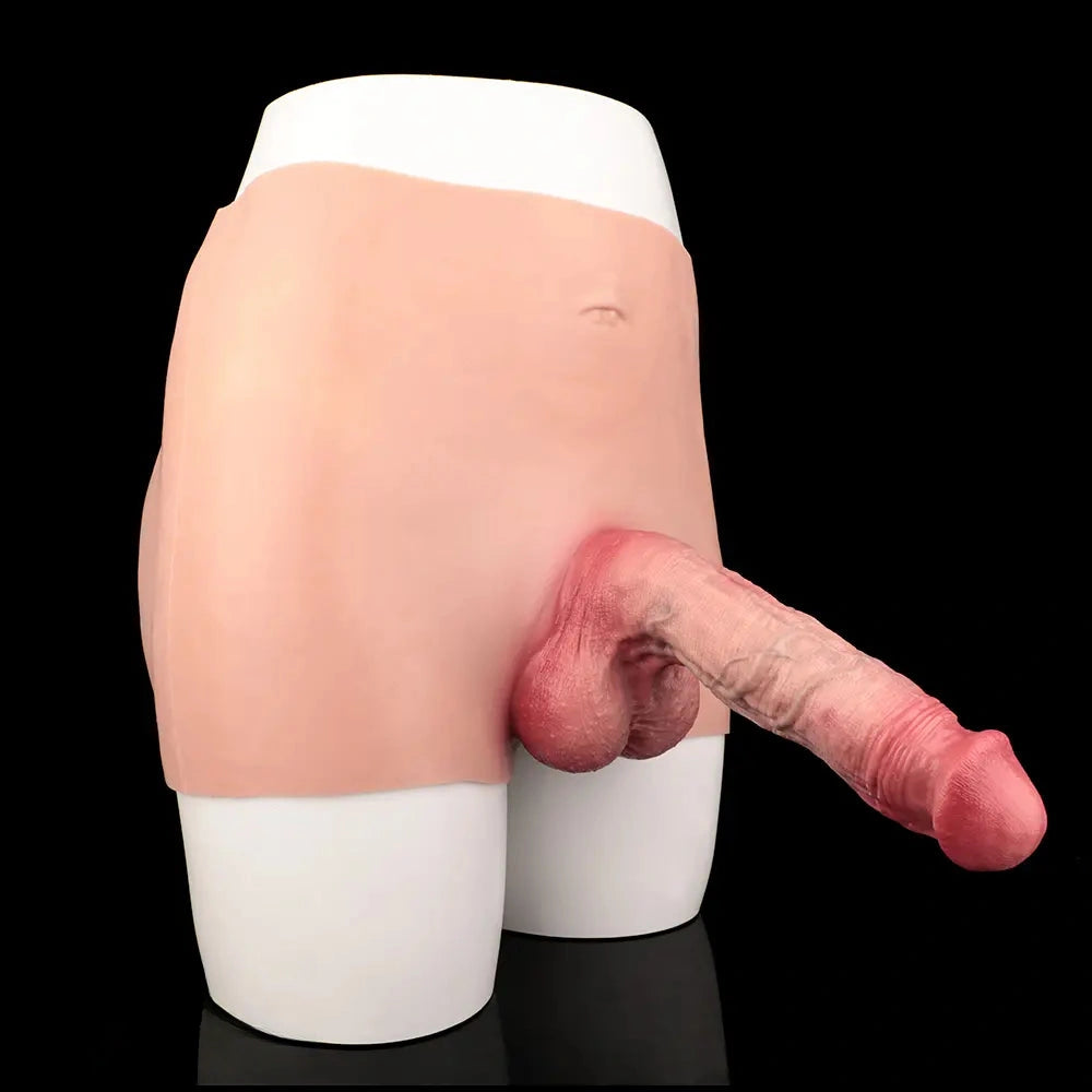 8.86in Hollow Penis Dildo Sleeve Silicone Soft Pants Thickened Mid-Range