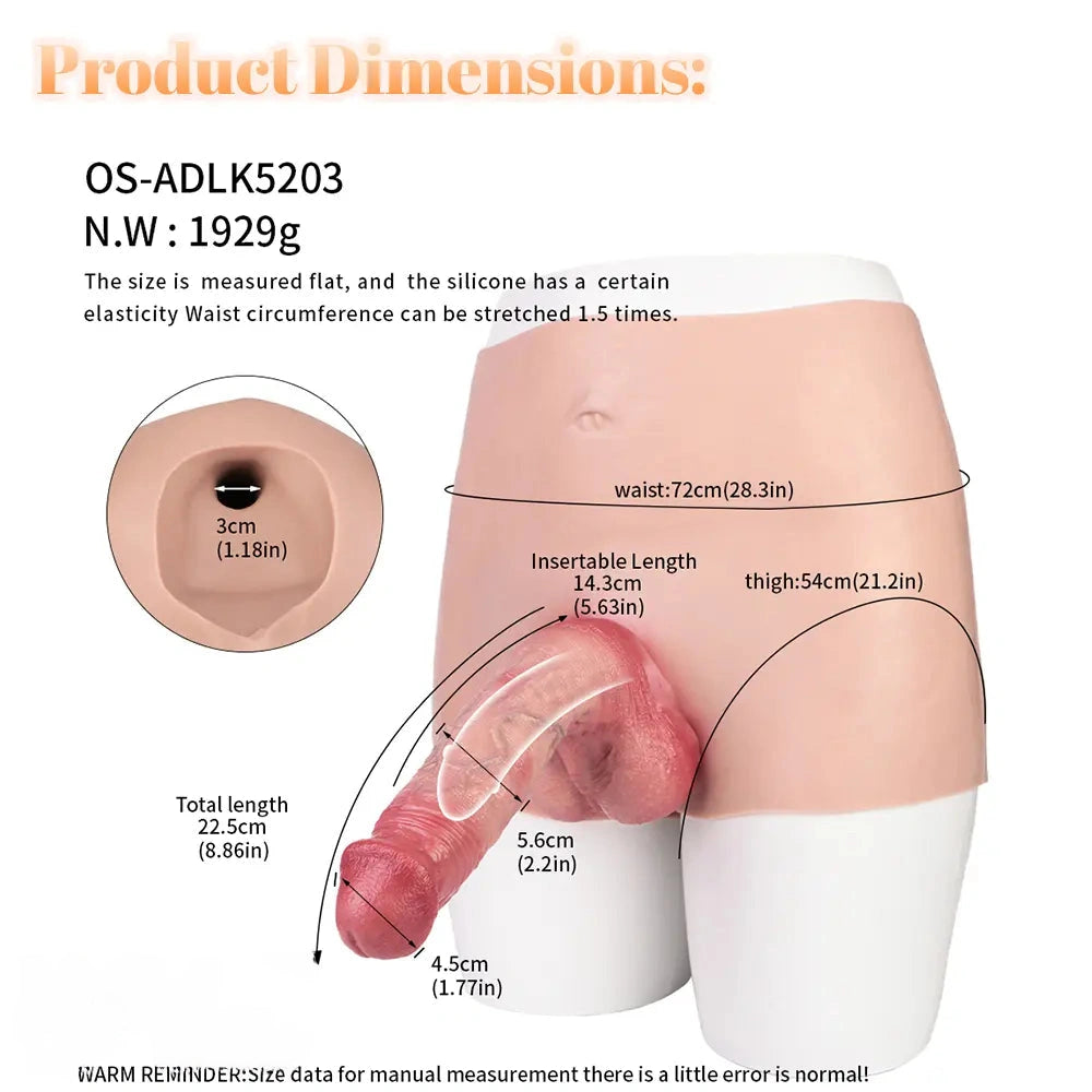 8.86in Hollow Penis Dildo Sleeve Silicone Soft Pants Thickened Mid-Range