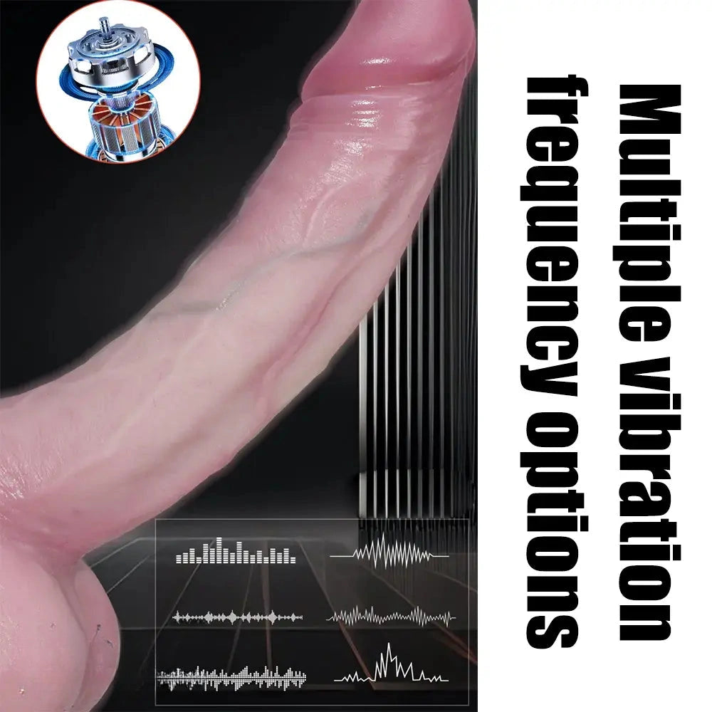 8.86in Realistic Giant Vibrating Heating Dildo Soft Silicone Big Cock
