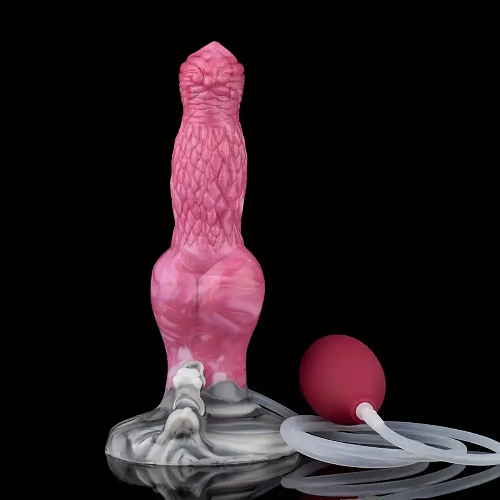 8.86in Silicone Animal Spray Water Dog Knot Ejaculating Dildo