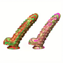 8.86in Spiked Soft Silicone Big Meat Pellet Stimulation Mixed Color Dildo