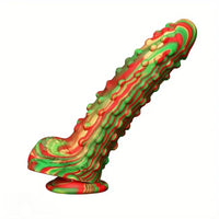 8.86in Spiked Soft Silicone Big Meat Pellet Stimulation Mixed Color Dildo