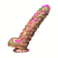 8.86in Spiked Soft Silicone Big Meat Pellet Stimulation Mixed Color Dildo