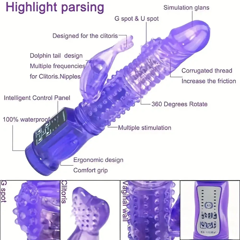 8.86in TPE Soft Vibrating Rotation Dildo For G-spot Stimulator